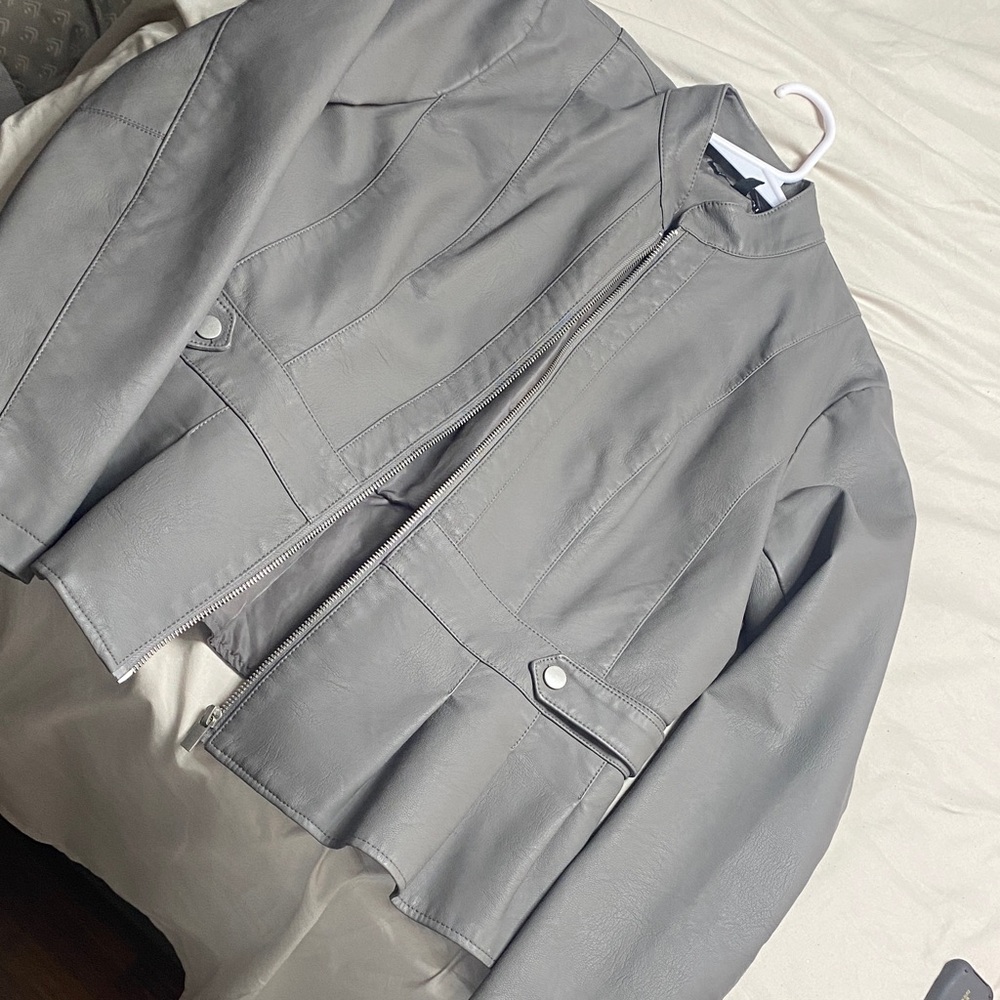 Baccini Light Gray Leather Jacket
